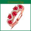 Trendy Red Diamond Ring In Rose Gold Color Geometric Style With Interwoven Twist Design