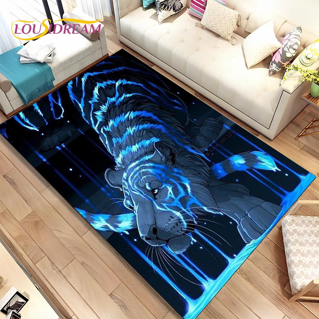 Animal Leopard Cheetah Cartoon Beast Area Rug,Carpet for Home Living Room Bedroom Sofa Doormat Kitchen Decor,Non-slip Floor Mat