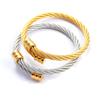 Fashionable and Versatile Punk Style Stainless Steel Bracelet for Men and Women Double Layer Steel Wire Hemp Rope Bracelet