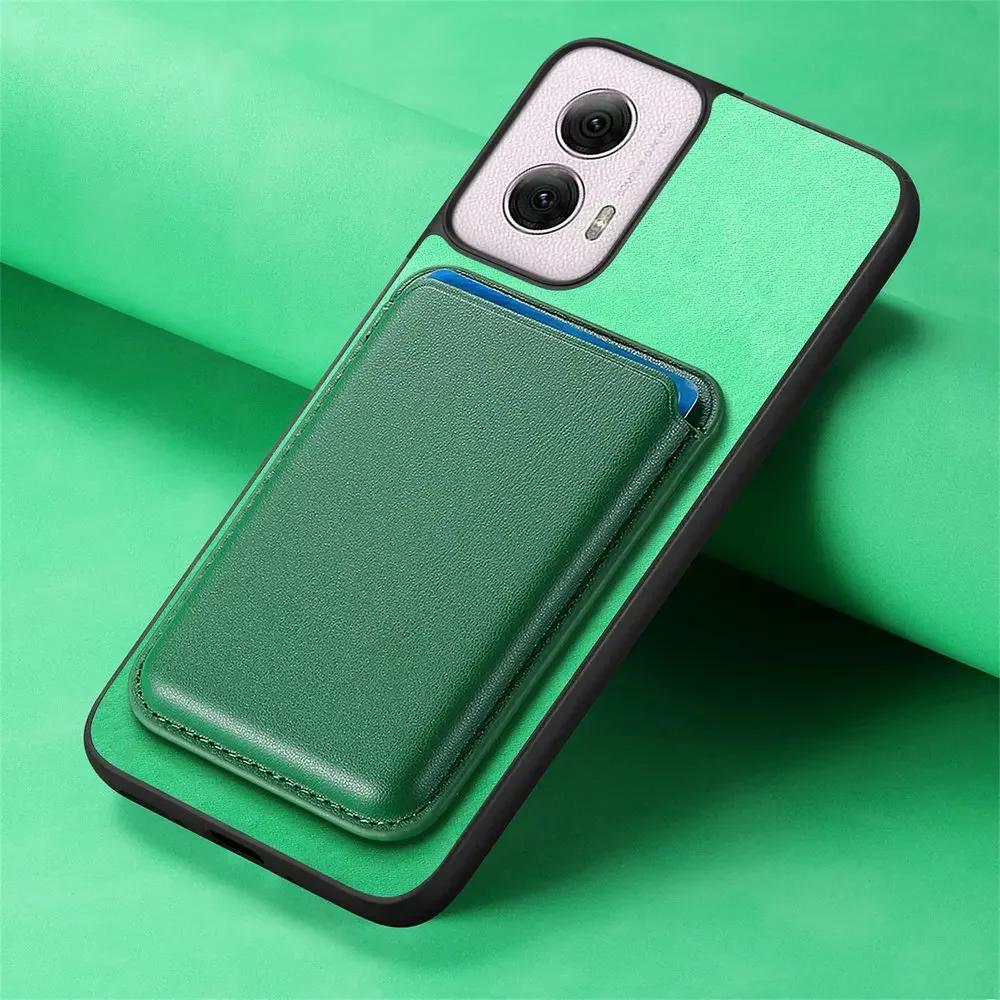 G45 34 5G Magnetic for Magsafe Leather Card Detachable 2IN1 Magnet Wireless Charging Cover for Motorola Moto G55 G34 G35 G Power Play 2024