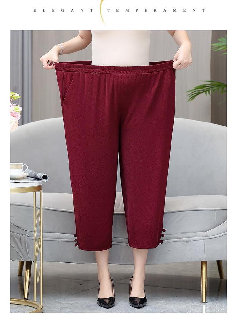 Летний комплект больших размеров с коротким рукавом для женщин среднего и пожилого возраста - Свободный облегающий костюм-двойка