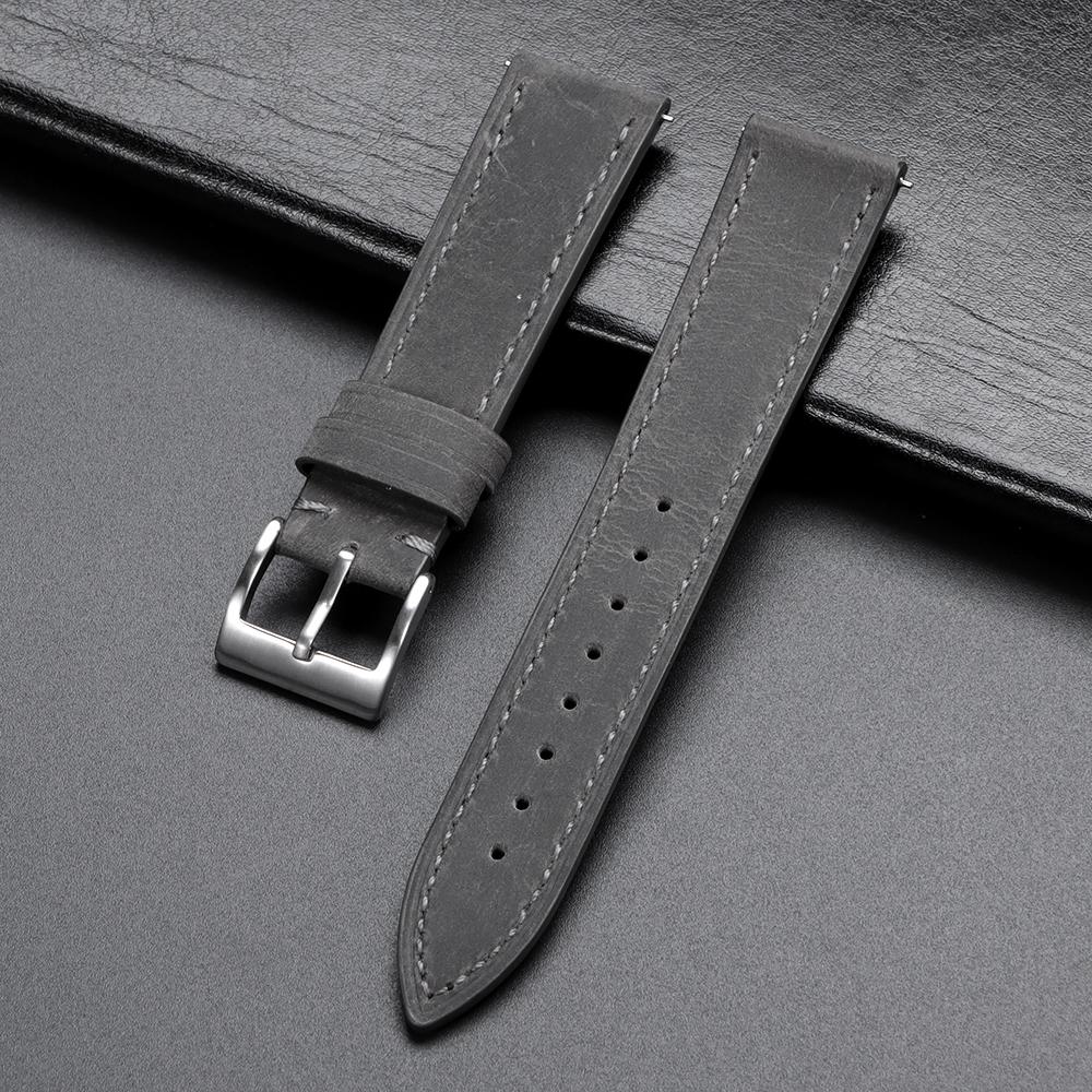 Vintage Genuine Leather Strap Universal Soft Quick Release Retro Crazy Horse Cowhide Watchband 18/19/20/21/22/24mm Men Wristband