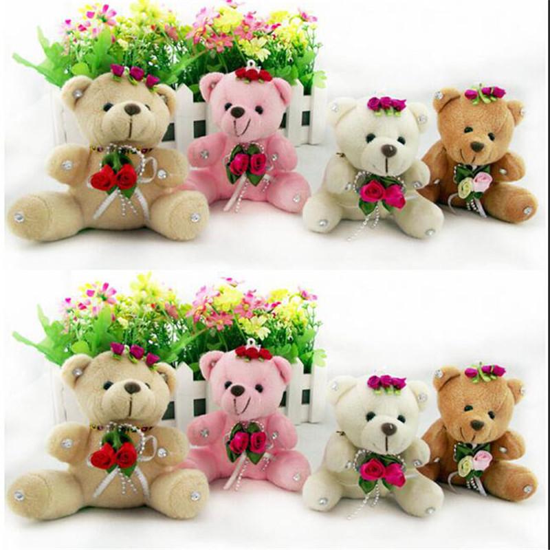 Медведь плюшевые игрушки маленькая подвеска свадебные медведи мягкая игрушка сделай сам мультфильм букет кукла для детей распродажа 10 см рождество