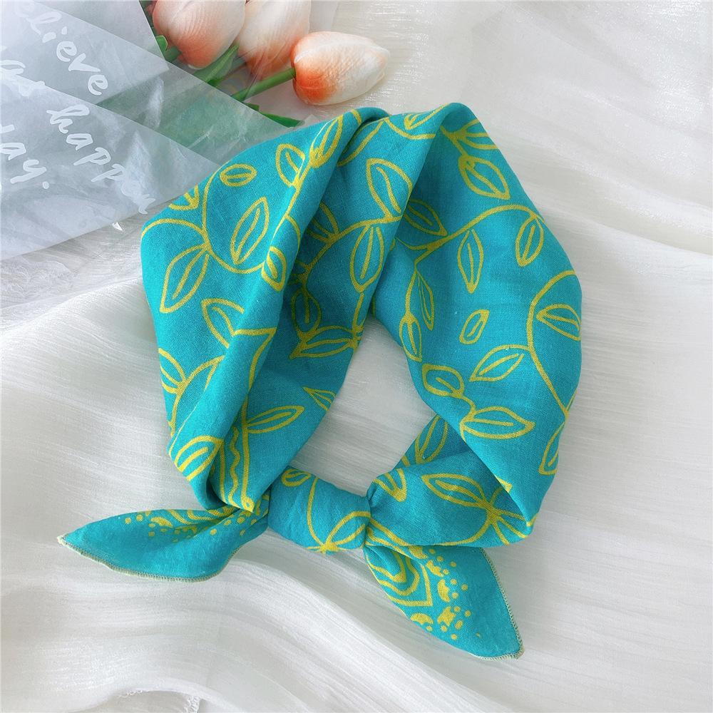 Cotton And Linen Small Square Scarf Silk Scarf Women'S Spring And Autumn New Style Artistic And Versatile Fashionable Temperament Headband Scarf
