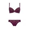 AMOSTYLE Charming Glamor Bra Panty Line Art M022 Size D65M & Set, Stitch, (Purple),
