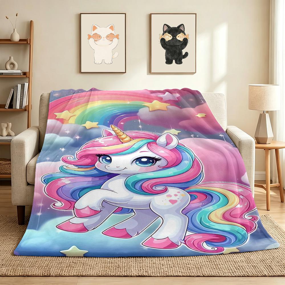 Rainbow Unicorn Flannel Blanket Throw Blanket Soft Warm Sofa Bed Camping home Decor Unique Christmas Gift C926420
