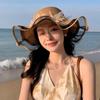 Summer Hat Female Pearl Flower Beach Hat Woven Straw Hat Outdoor Travel Big Brim Sun Protection Hat