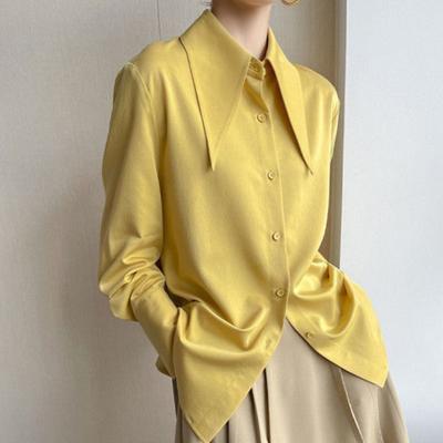 Весна, лето, осень, винтажная женская рубашка с отложным воротником, женская свободная блузка, белые рубашки с длинными рукавами, офисные женские топы, шикарные топы