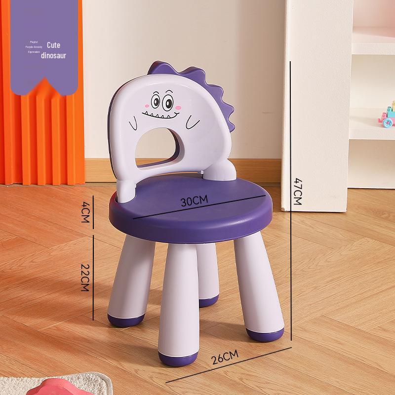 Детский стул со спинкой в виде дракона-динозавра - Утолщенный пластиковый мультяшный табурет
