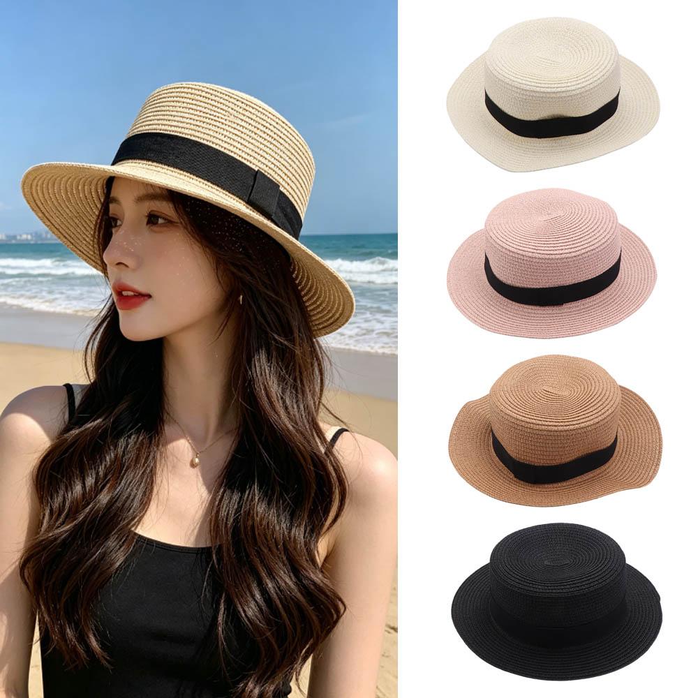 Sunshade Flat Tops Cap French Style Sun Hat Ins Straw Hat  Men and Women