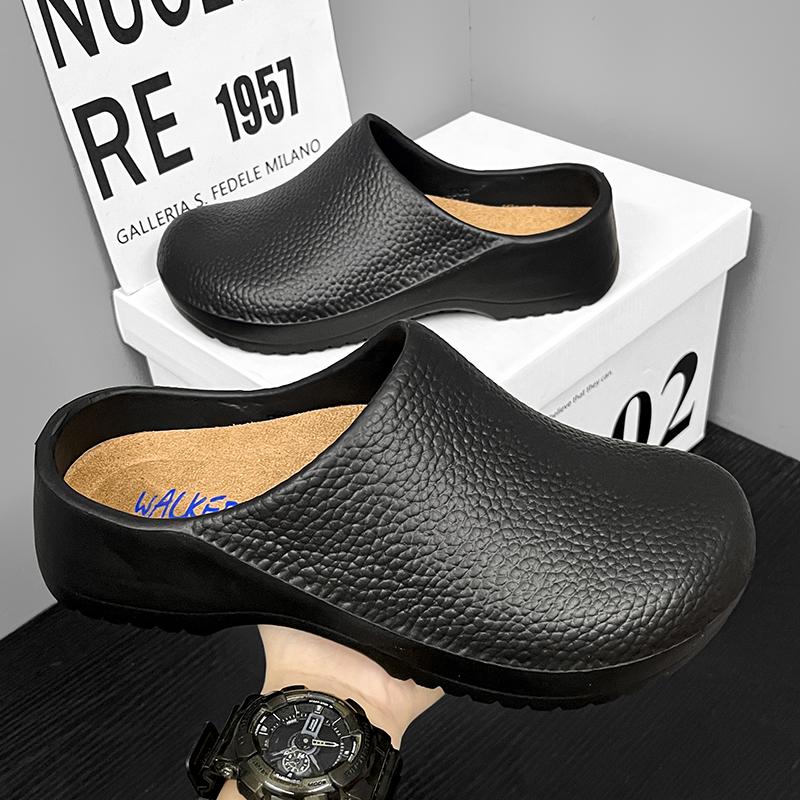 Men's and Women's New Work Leisure Non-slip Grease Chef Shoes Large Size Nurse Shoes Flat Comfortable Light Half Slippers