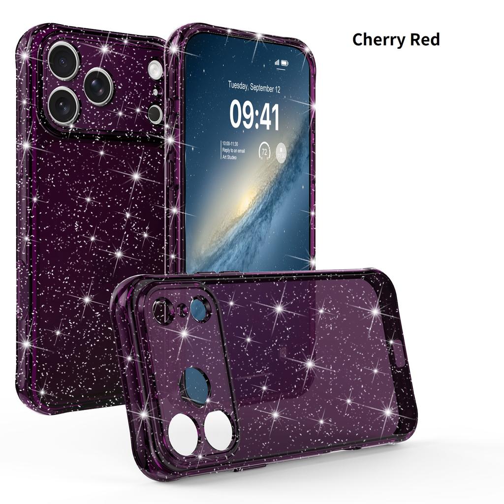 Однотонный прозрачный чехол для телефона с блестками для iPhone 18 17 16 15 Pro Max Защита камеры Ударопрочный Защита от падения Задняя крышка