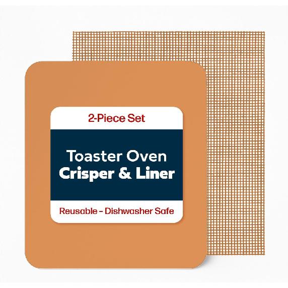 Cooks Innovations Toaster Oven Non Stick Liner & Crisper Set - Get Crispy Food Every Time - Easy Clean Up - Premium Crisping Sheet with Nonstick Oven