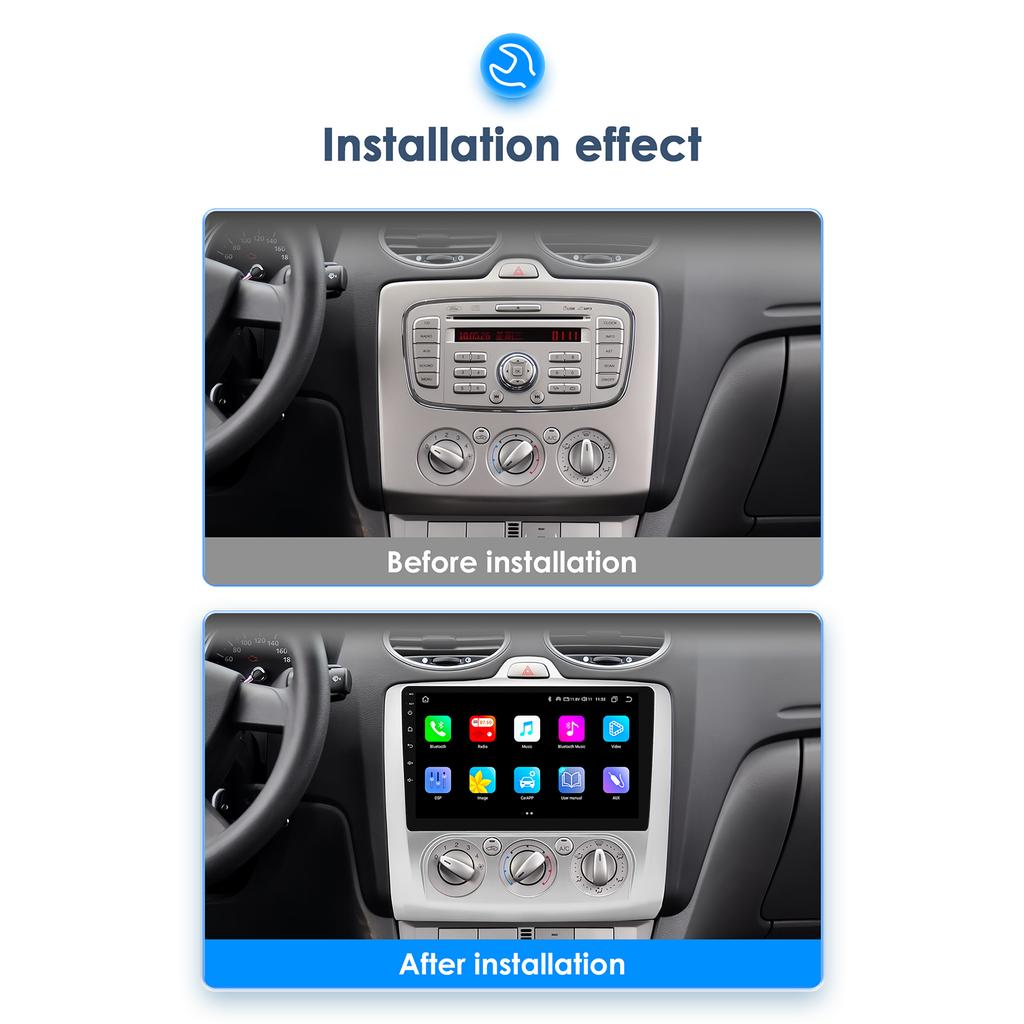 OSSURET Android13 Автомобильное радио для Ford Focus 2 3 Mk2 Mk3 2004-2011 Мультимедийный видеоплеер Навигация Интеллектуальный экран GPS 2Din Carplay 4G Авто Стерео