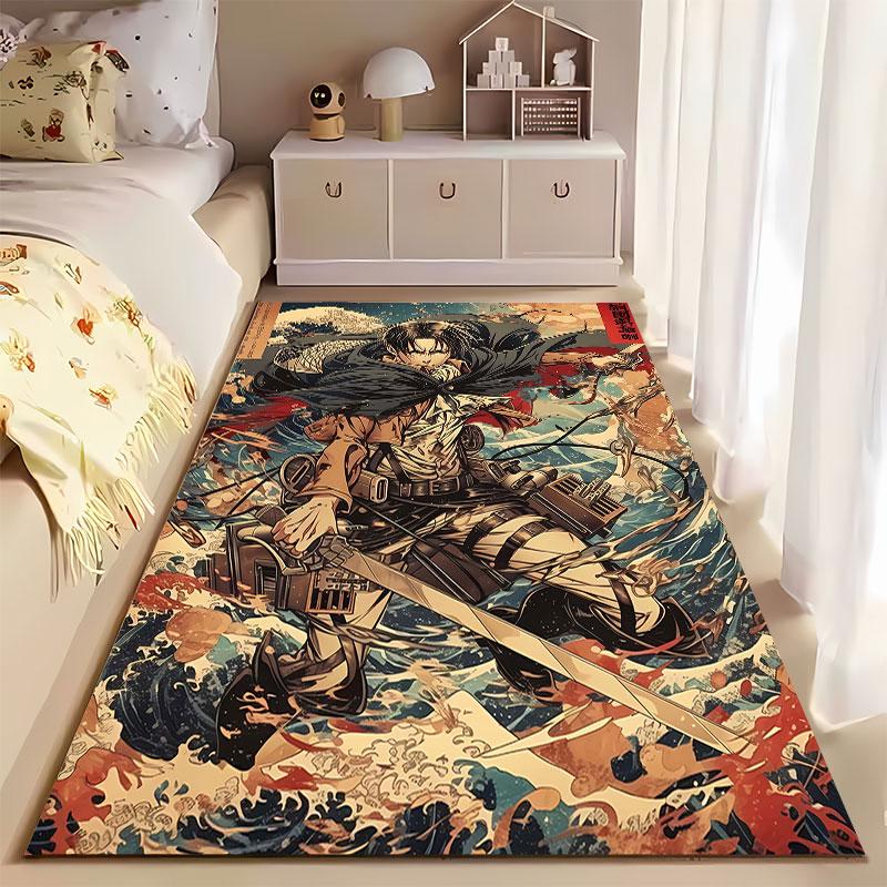 Anime Warrior with Sword Design suitable as a non-slip mat for the living room or bedroom sofa