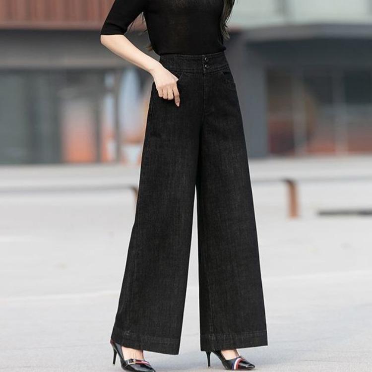 Spring Summer Thin High Waist Jeans Women Casual Loose Wide Leg Pants Slim Straight Trousers Stretchy Comfortable