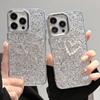 Блестящий чехол с сердечком для iPhone 15, 14, 13, 12 Pro Max 11, блестящий чехол с 3D бантом, противоударный бампер, чехол для телефона