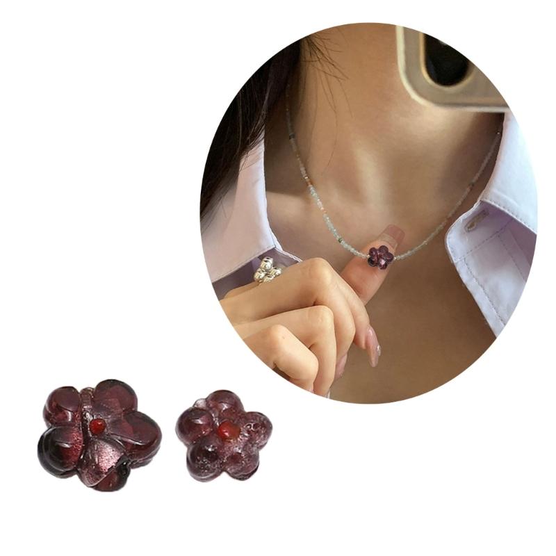 Popular Coloured Glaze Color Flower DIY Accessories Sweet Pendants DIY Handmade Bracelet Necklace Earrings Materials