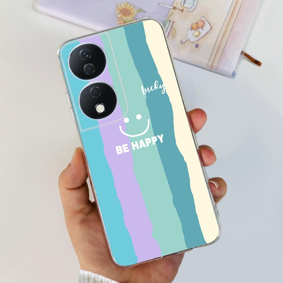 For Cover Honor X7b 5G Case For Honor X8B 4G Love Heart Women Fashion Luxury Pattern Housing Etui Huawei HonorX8b Soft Clear TPU