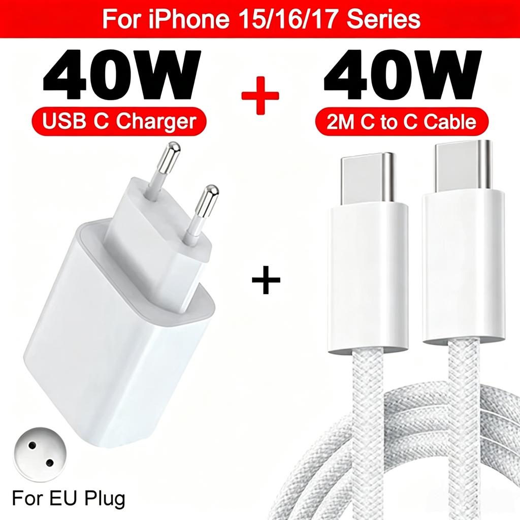 Xiaomi 40W For iPhone Charger USB Type C Fast Charger For iPhone 16 17 15 14 13 12 11 Pro Max PD Charging Cable Phone Accessories