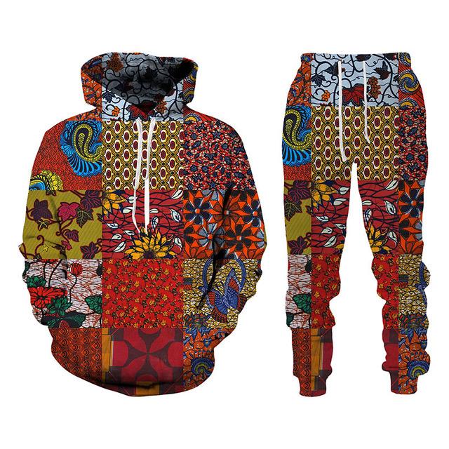 Народные толстовки с 3d принтом на заказ, брюки, костюмы для мужчин и женщин, спортивный костюм, комплекты из 2 предметов, с длинным рукавом, этнический стиль, африканские даньшики, мужская одежда