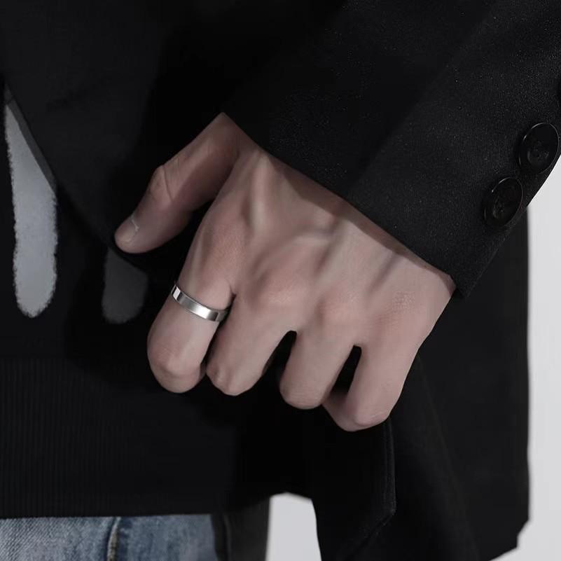 Мужское модное серебряное кольцо из титановой стали - Простое, гладкое, в холодном стиле, кольцо на указательный палец