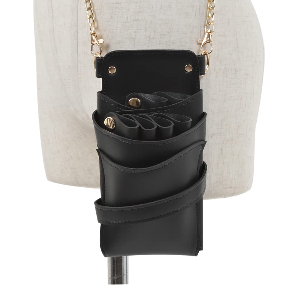 DEEDS Роскошный Стиль Sienna Чехол для Ножниц с Держателями Произведено Японский Внутренний Чехол для Ножниц для Парикмахеров и Триммеров Цепочка, Черный, 4-6