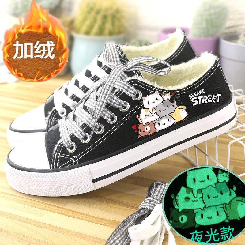 Низкие парусиновые туфли, маленькие белые туфли, женская обувь, студенты, бархат на осень и зиму, корейская версия, балетки, кеды, одинарные туфли, б