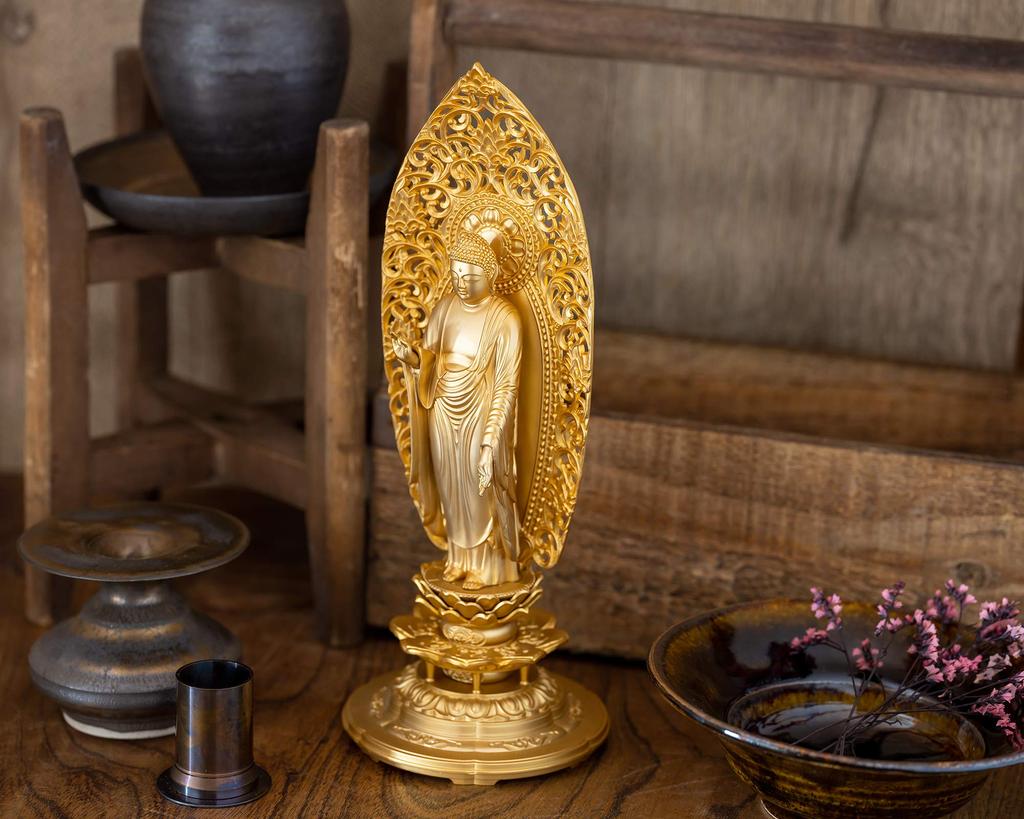 Amitabha Buddha statue, 25cm (gold plated/24k gold), sculptor: Matsuhisa Horin, model: "Jodo sect/Jishu sect", Takaoka bronzeware (Amitabha Buddha/XL)