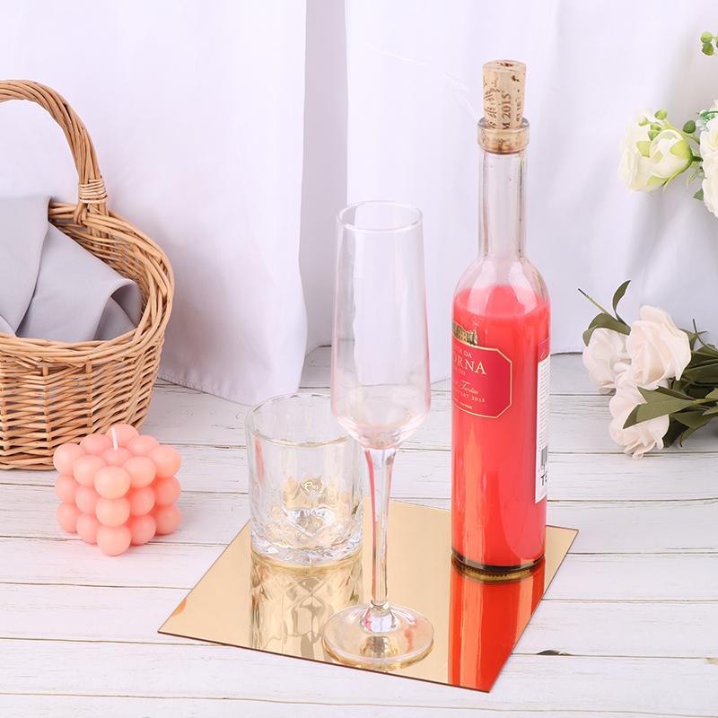 Круглый зеркальный стеклянный поднос, акриловые круглые тарелки для свечей, украшение для свадебного стола, большая емкость, плитка для блюд