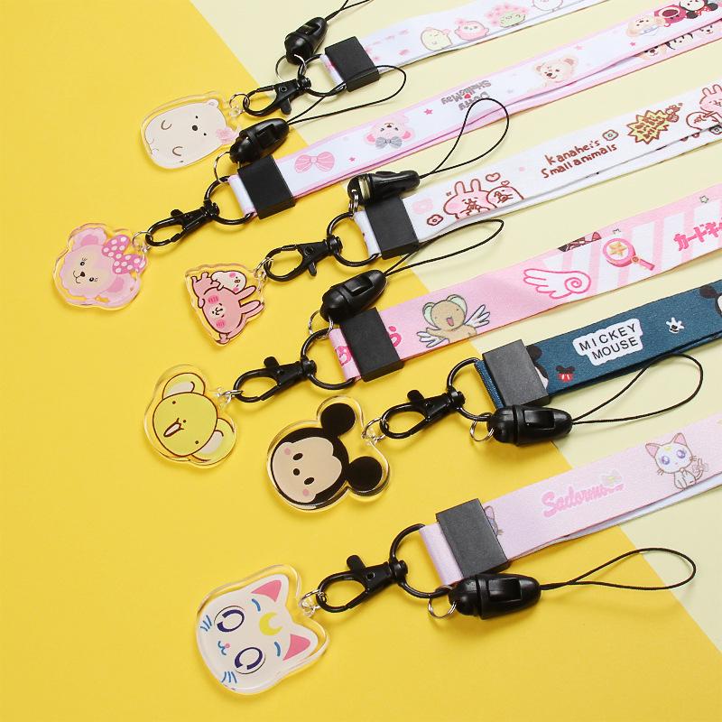 Cartoon Mobile Phone Lanyard, Cute Pendant, Wide And Flat Braided Belt, Lanyard, Key, Badge, Card Cover, Neck Lanyard.