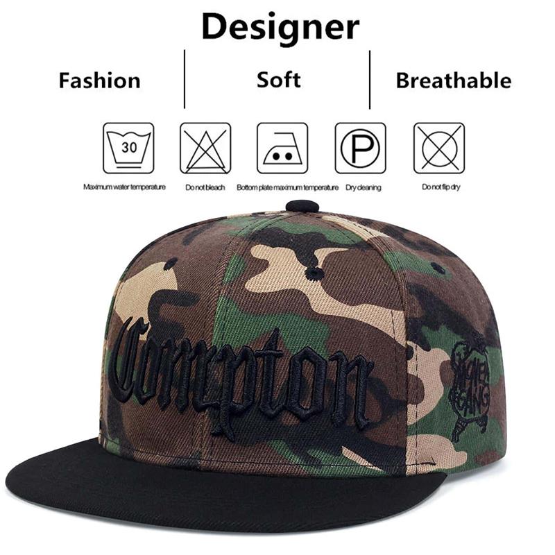 Мужская мода Вышитая кепка Compton Snapback Унисекс Солнцезащитная шляпа Женская регулируемая бейсболка в стиле хип-хоп Ковбойская шляпа