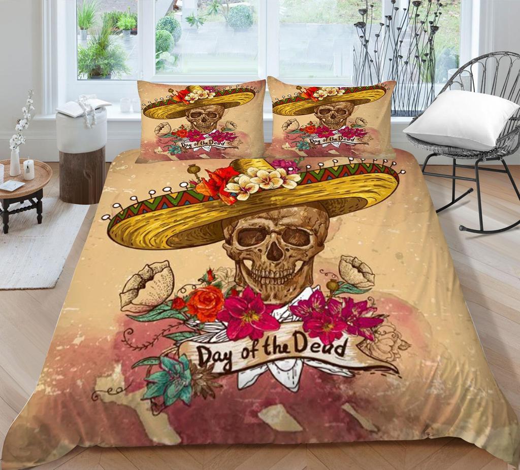 Bedding Suit 3D Skull Print Bed Cover Home Bedclothes  Fashionable Duvet Cover Sets Polyester Single Double King Size