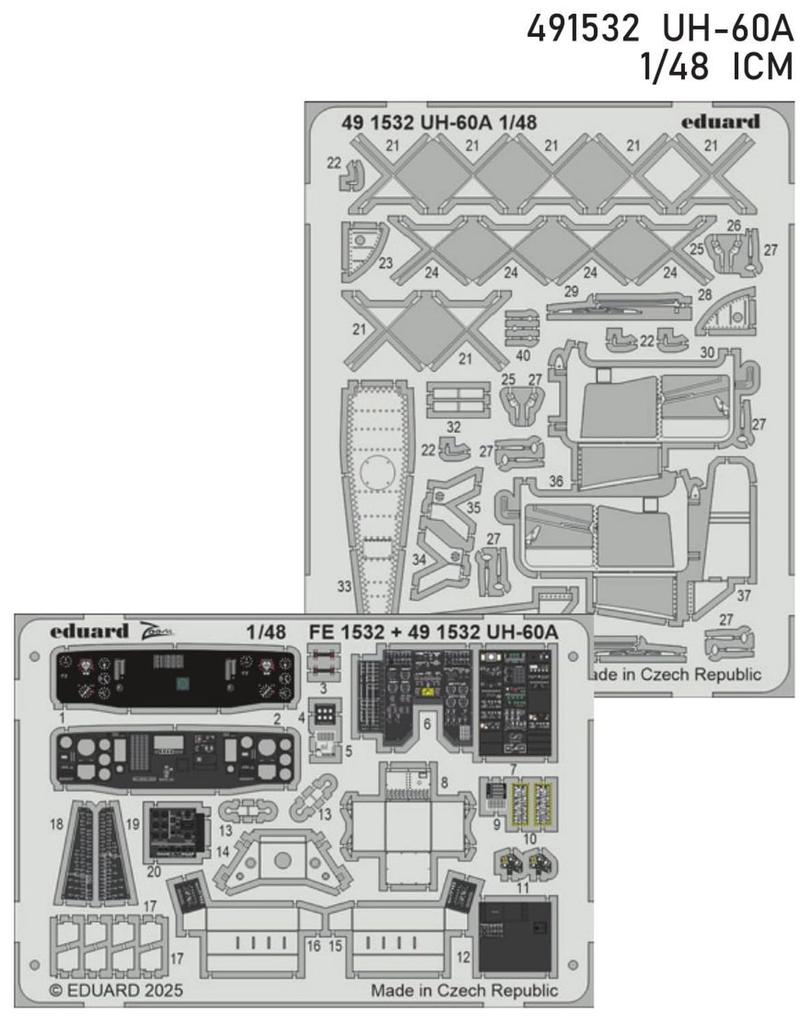 Eduard Etching Parts Plastic Model Parts EDU491532 1/48 UH-60A (for ICM) (Airplane)