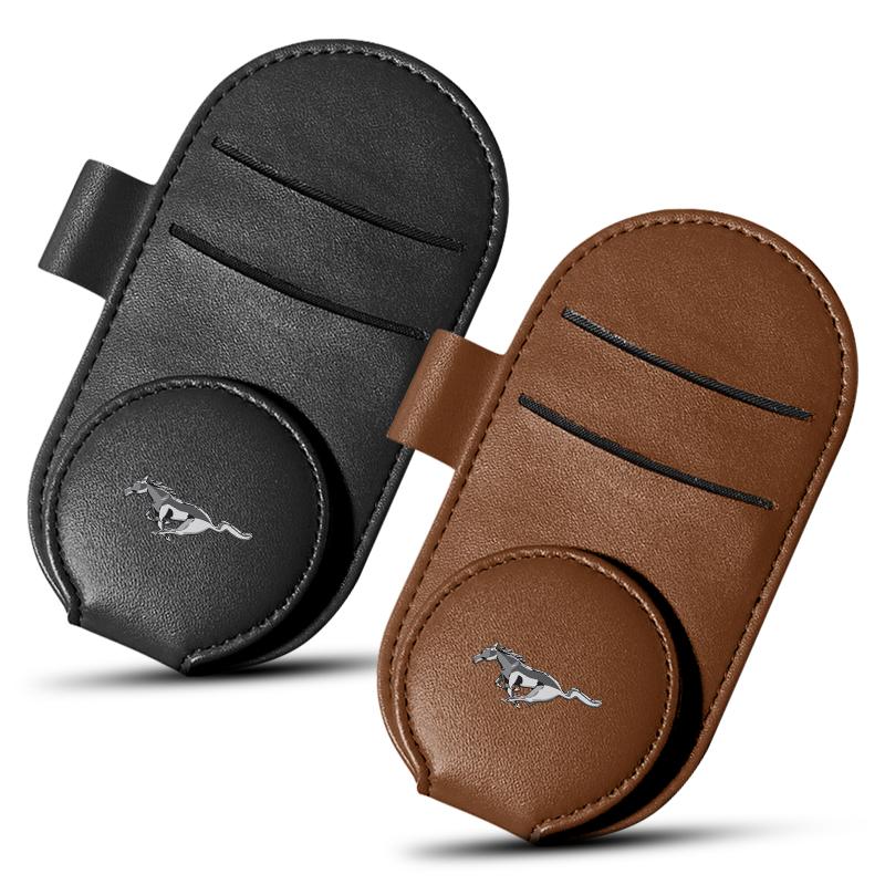 Car Leather Glasses Clip Sun Visor Multi-function Sunglasses Clip Car Accessories For Ford Focus Mondeo MK1 MK2 MK4 MK3 Fiesta ST