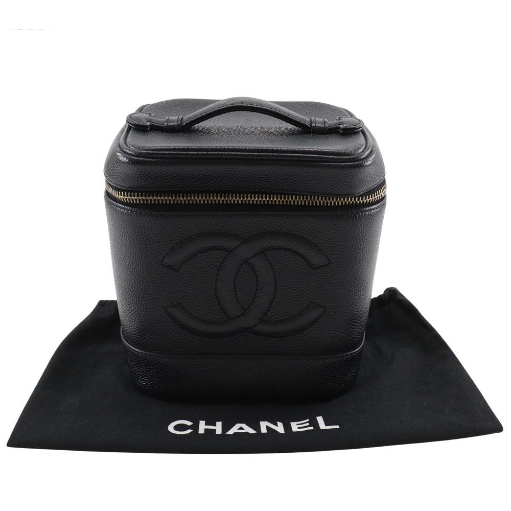 Chanel Косметичка A01998 Знак COCO Сумка черная Кожа Кавьяр Женская Б/у