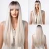 HAIRCUBE Серебристо-серый синтетический прямой парик для женщин Длинный прямой серый парик для косплея с челкой Ежедневные термостойкие поддельные парики