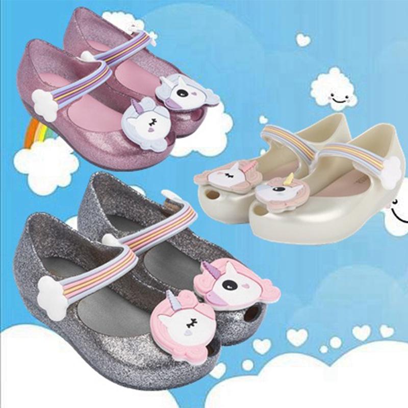 Детские туфли Mini Melissa Mary Jane с единорогом, дышащие, удобные и очаровательные