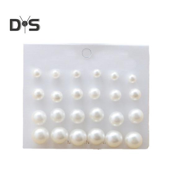 12 Pairs Ear Studs Faux Pearl Different Sizes Smooth Anti-allergy Lightweight Exquisite Ear Decoration Jewelry Prom Party Bride Stud Earrrings