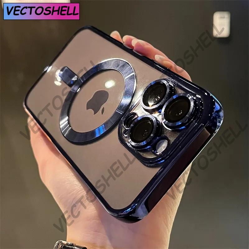 Luxury Transparent Magsafe Wireless Charging Case For iPhone 15 14 13 12 11 16 Pro Max Plus X Xs Max XR Magnetic Silicone Cover