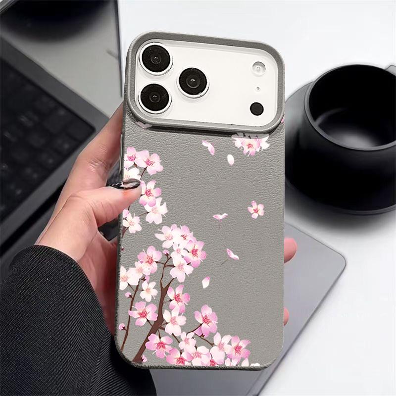 Чехол с цветочным узором 'Розовые персиковые цветы' Для iPhone 17 Pro Max Funda iPhone 16 Pro Max 15 14 13 12 11 Air 16E Силиконовая накладка с текстурой кожи