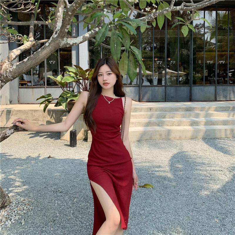 Женское летнее элегантное платье на одно плечо в стиле ретро с лямкой на бретельках