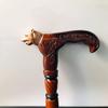 Handcrafted Tiger Head Walking Cane: Luxury Brass  Wooden Stick