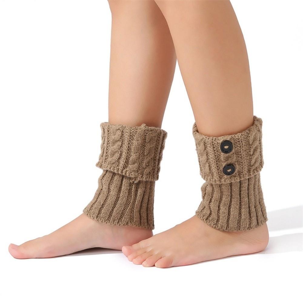 Crochet Knitted Boot Sock Sleeves Foot Cover Turned-up Button Socks Cozy Leg Warmers Streetwear