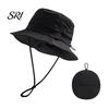 Camping Bucket Hat Foldable Quick-Dry Breathable Mesh Fisherman with Wide Brim Adjustable Windproof Rope Sun Protection Summer