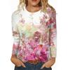 Spring and Autumn Round Neck 3D Flower Pattern Printed Top Fashionable Temperament Casual Long Sleeved Women's T-shirts