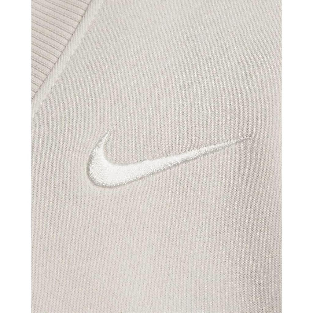 Nike Sportswear Phoenix Short V-Neck Sweatshirt Women Tops Beige FN3652-104