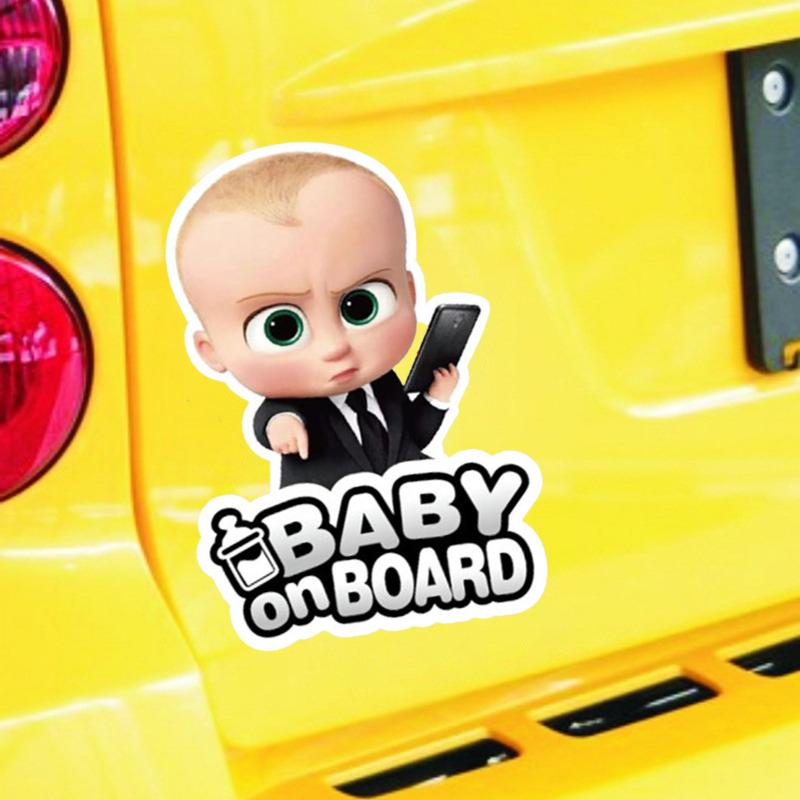 Забавная наклейка "Boss Baby: Малыш в машине", Водонепроницаемая виниловая декаль, Мультяшный знак безопасности для бампера или окна автомобиля