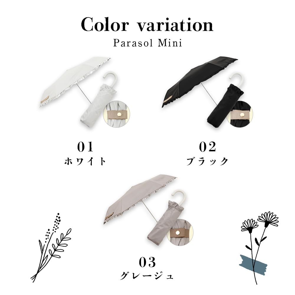 Ogawa Складной УФ Подходящий для Дождя или С оборками Идеальный Подарок для или любого другого особенного LINEDROPS 57439 Женский Зонт, 99,9% Защита, Белый, Блеск,