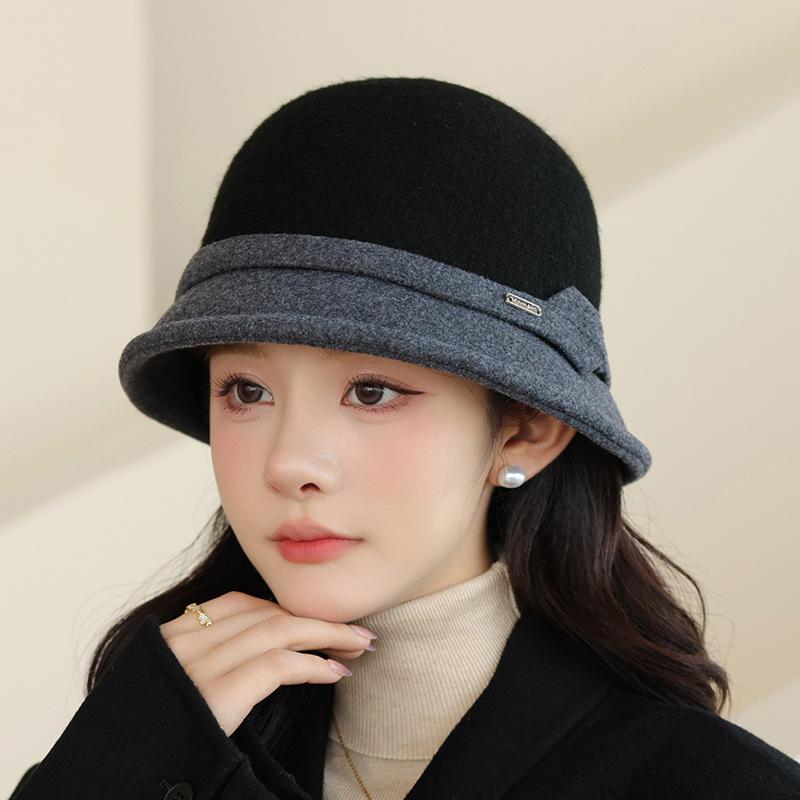 Осенне-зимняя шерстяная шляпа, женская французская шляпа-ведро, ретро шляпа-цилиндр, теплая шляпа-клош, модный аксессуар, зимняя шляпа для женщин, женские зимние шляпы
